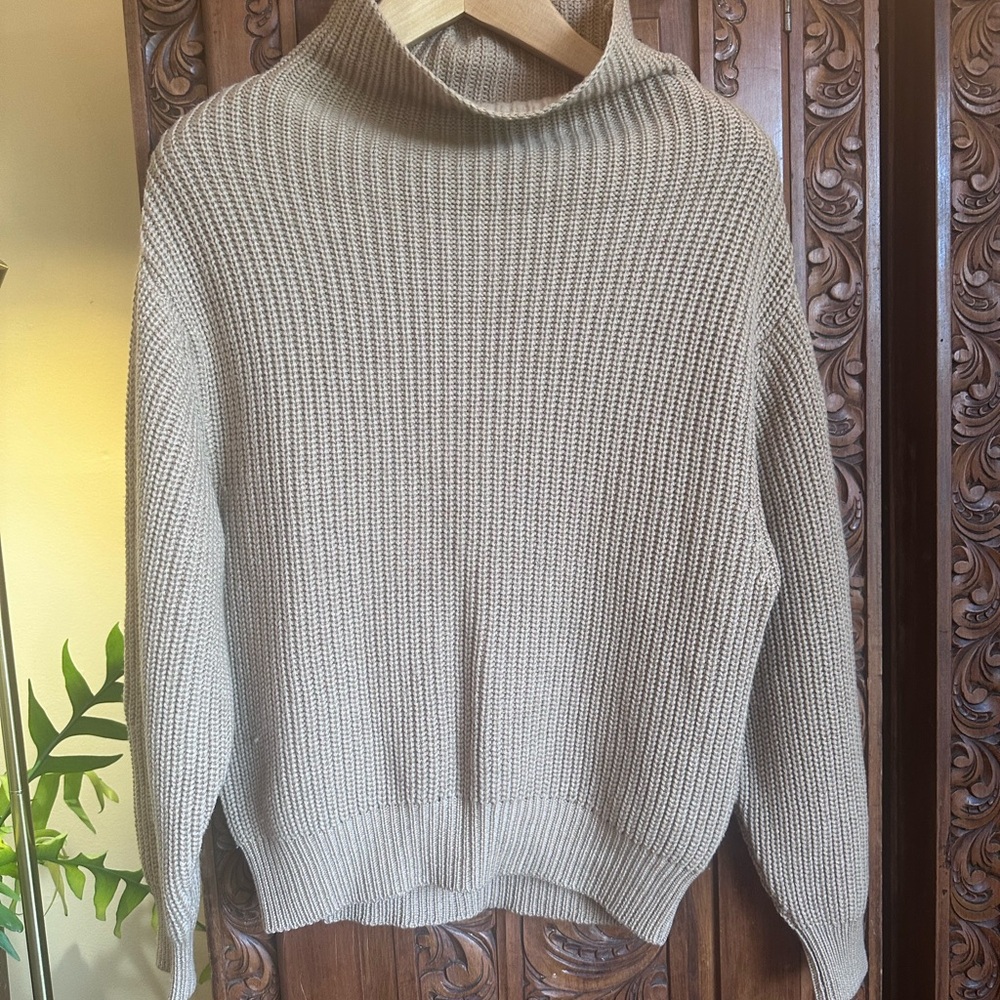 Wilfred merino khaki Cowl Neck Sweater